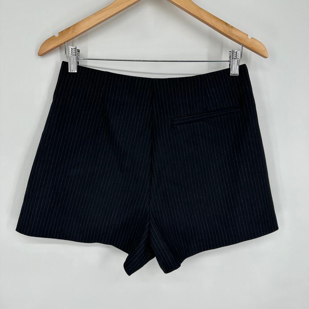 ZARA Pinstripe Shorts Gold Button High Waist Black White NWT - Picture 5 of 7
